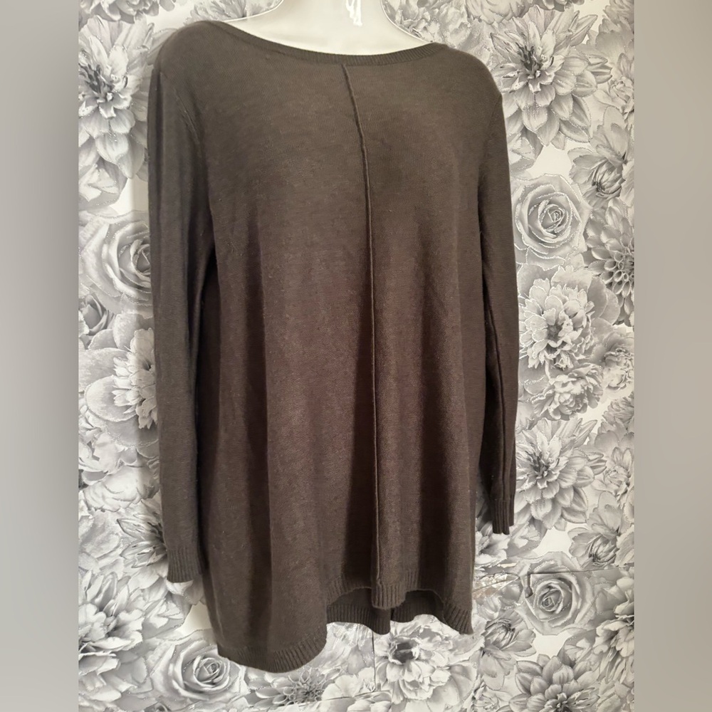 Two Twenty Five Green Knit Sweater Dress Medium Cashmere Blend Back Zipper